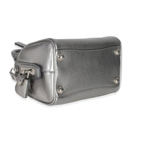 Silver Saffiano Lux Small Bauletto Bag