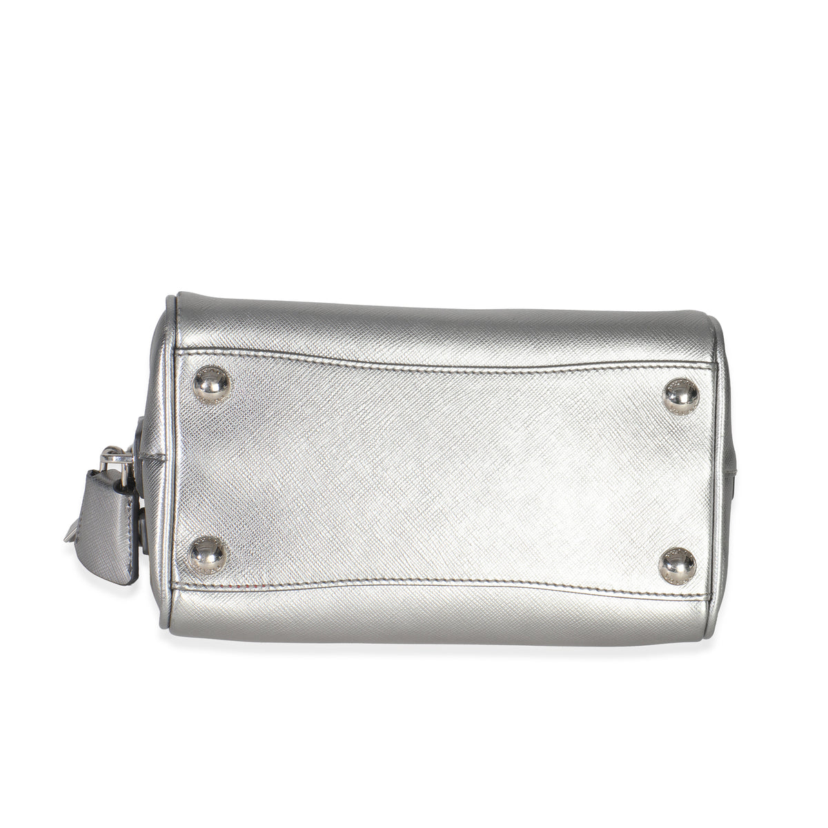 Silver Saffiano Lux Small Bauletto Bag