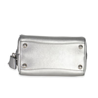 Silver Saffiano Lux Small Bauletto Bag