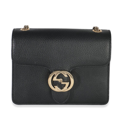 Gucci Black Dollar Calfskin Interlocking G Small Bag Handbag fv