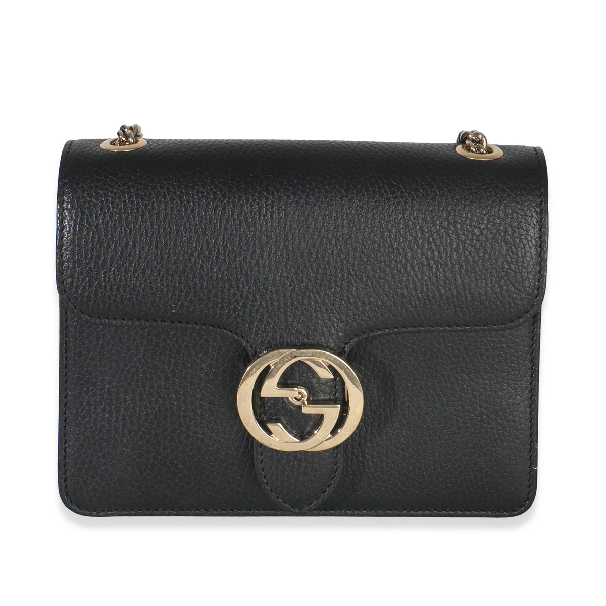 Gucci Black Dollar Calfskin Interlocking G Small Bag Handbag fv