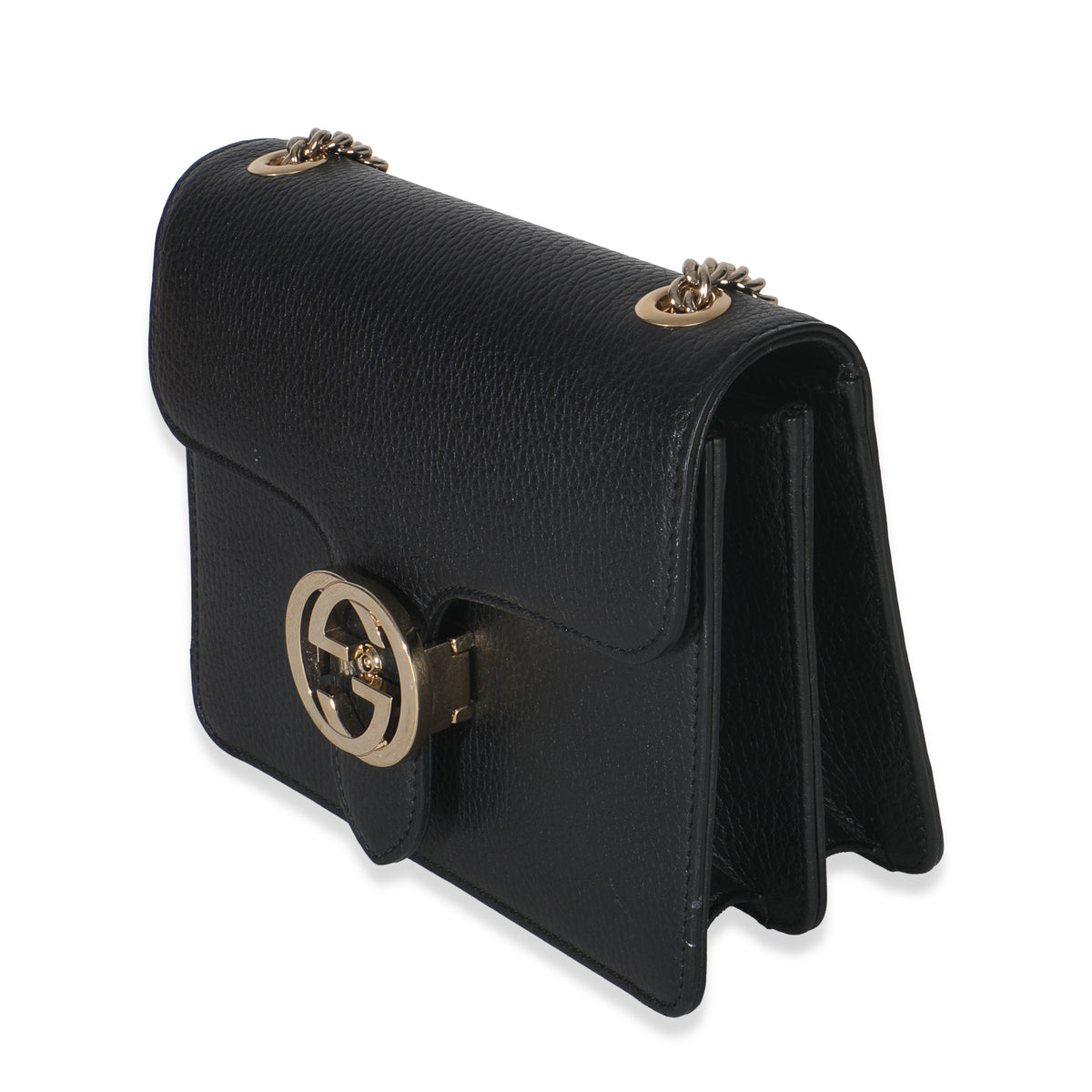 Gucci Black Dollar Calfskin Interlocking G Small Bag Handbag sv
