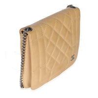 Chanel Vintage Beige Quilted Lambskin Square CC Flap Bag Handbag pv