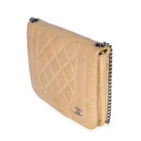 Chanel Vintage Beige Quilted Lambskin Square CC Flap Bag Handbag sv