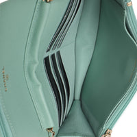 Light Green Quilted Caviar Classic Wallet On Chain