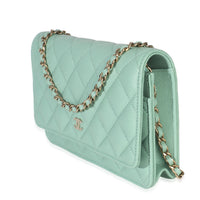 Light Green Quilted Caviar Classic Wallet On Chain