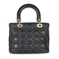 Black Lambskin Cannage Medium Lady Dior