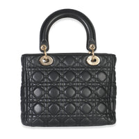 Black Lambskin Cannage Medium Lady Dior