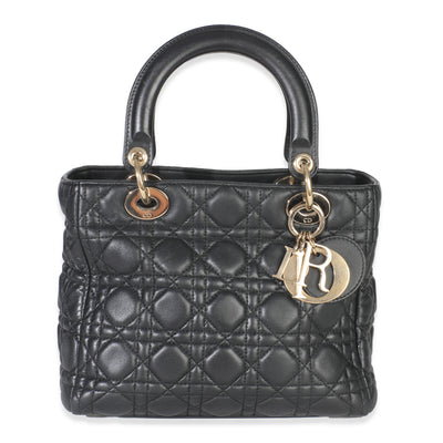 Black Lambskin Cannage Medium Lady Dior