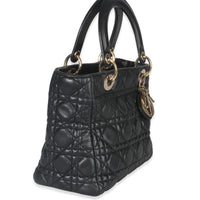 Black Lambskin Cannage Medium Lady Dior