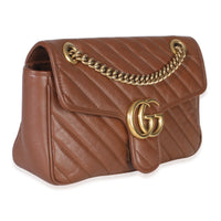 Brown Diagonal Matelasse Quilted Calfskin Small Marmont Shoulder Bag