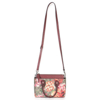 Pink Blooms Beige GG Supreme Canvas Mini Zip Top Tote