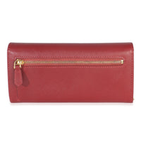 Red Saffiano Logo Continental Flap Wallet