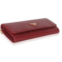 Red Saffiano Logo Continental Flap Wallet
