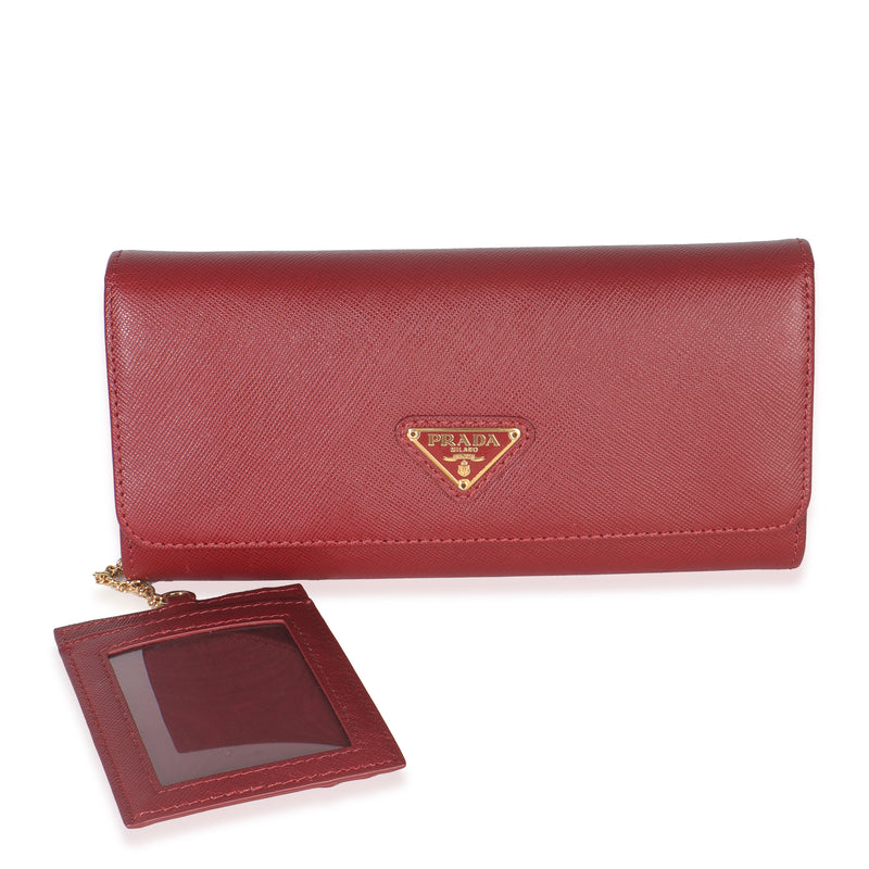 Red Saffiano Logo Continental Flap Wallet
