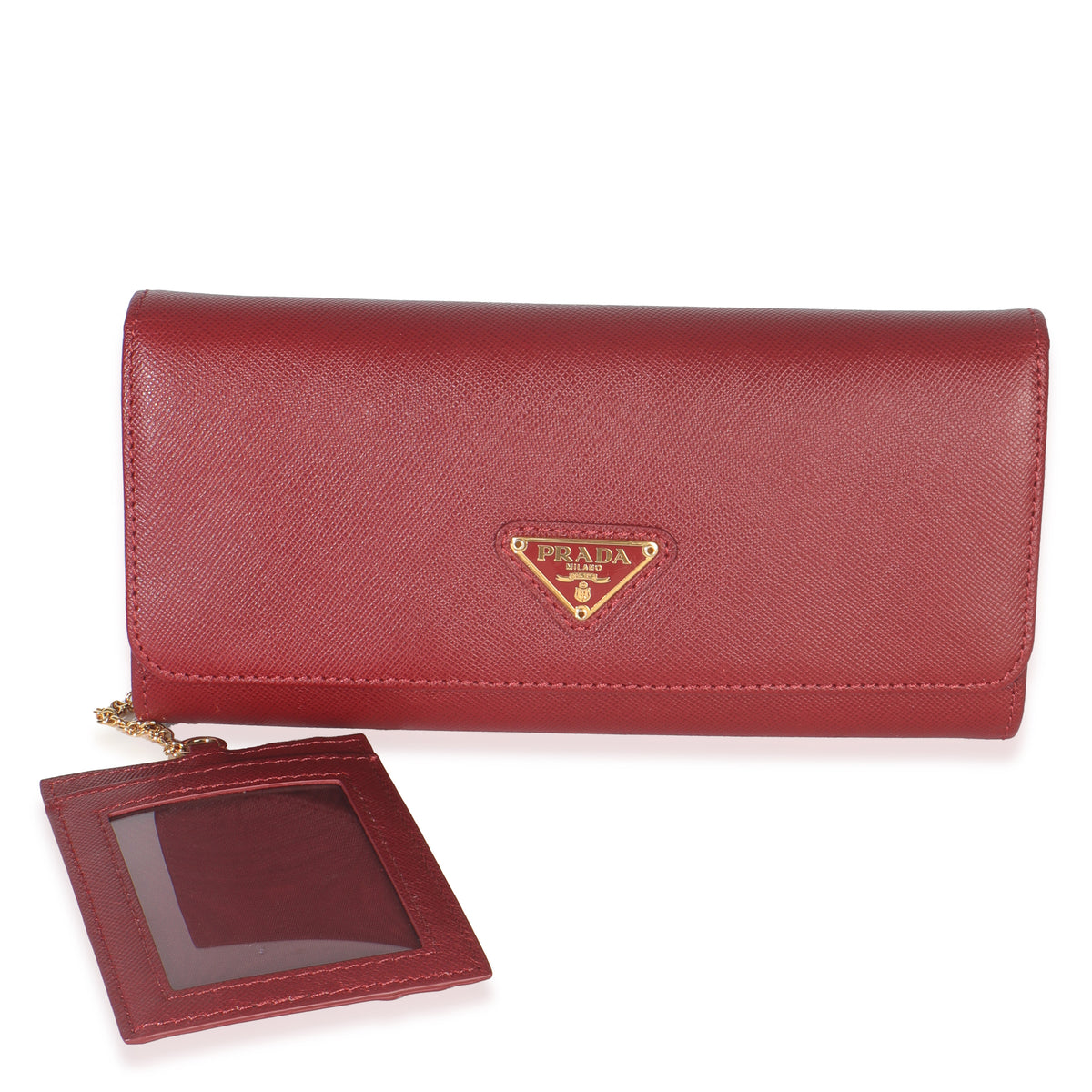 Red Saffiano Logo Continental Flap Wallet