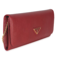 Red Saffiano Logo Continental Flap Wallet