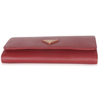 Red Saffiano Logo Continental Flap Wallet