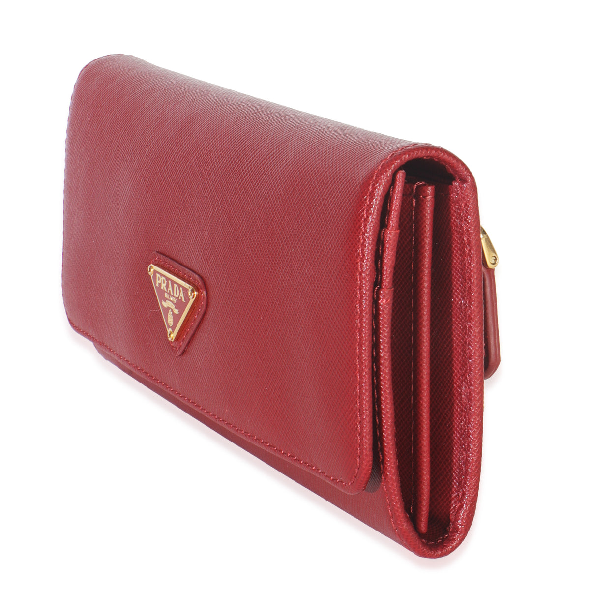 Red Saffiano Logo Continental Flap Wallet