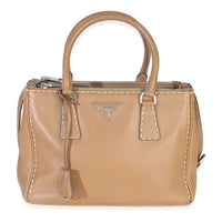Tan City Calf Whipstitch Small Galleria Double Zip Tote