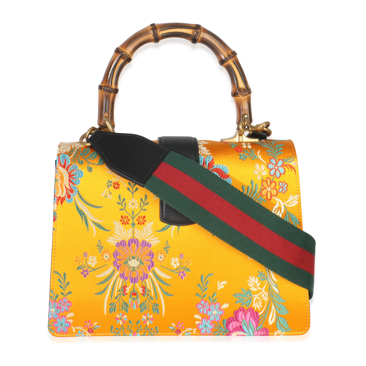 Yellow Satin Calfskin Bamboo Web Tokyo Medium Dionysus Top Handle Bag