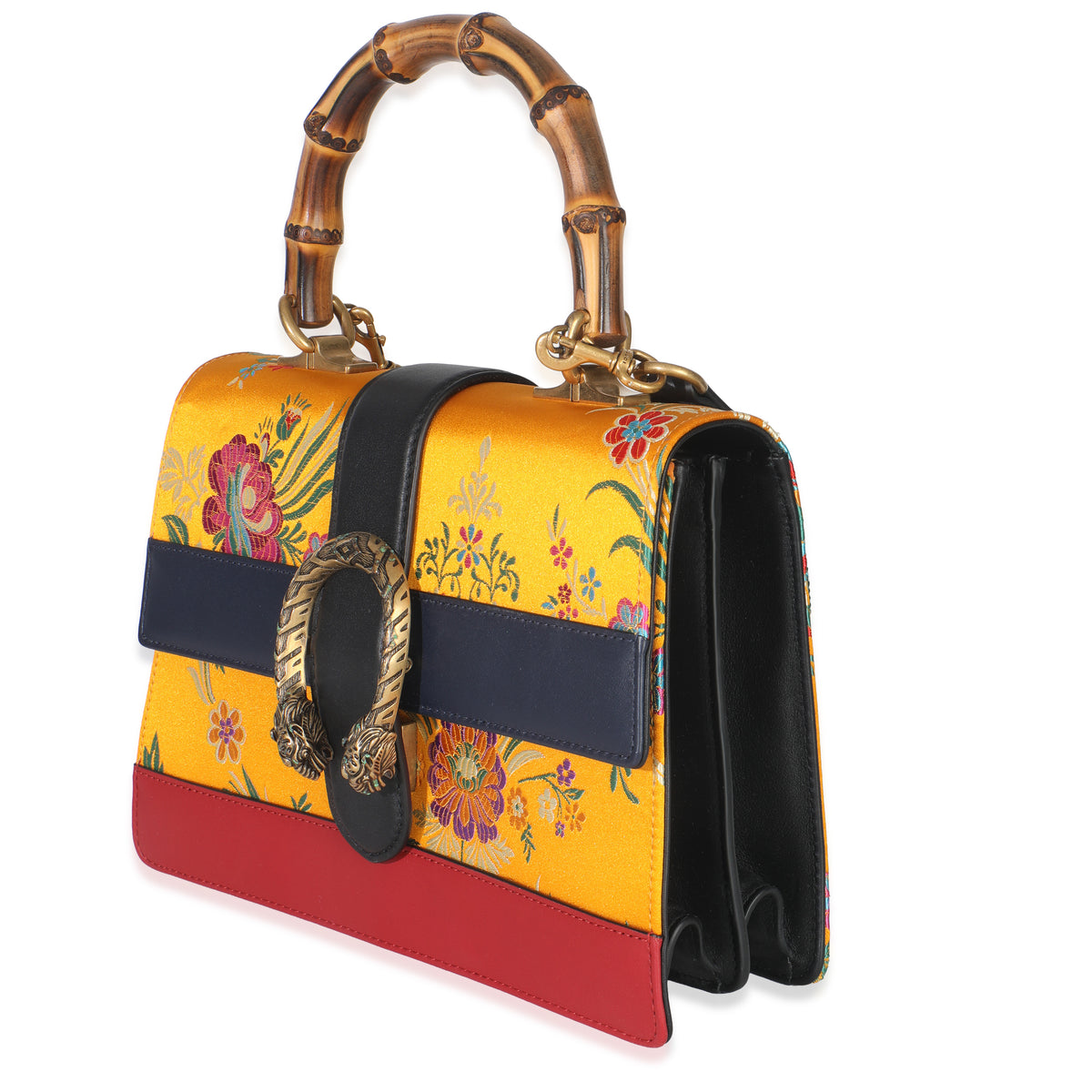 Yellow Satin Calfskin Bamboo Web Tokyo Medium Dionysus Top Handle Bag