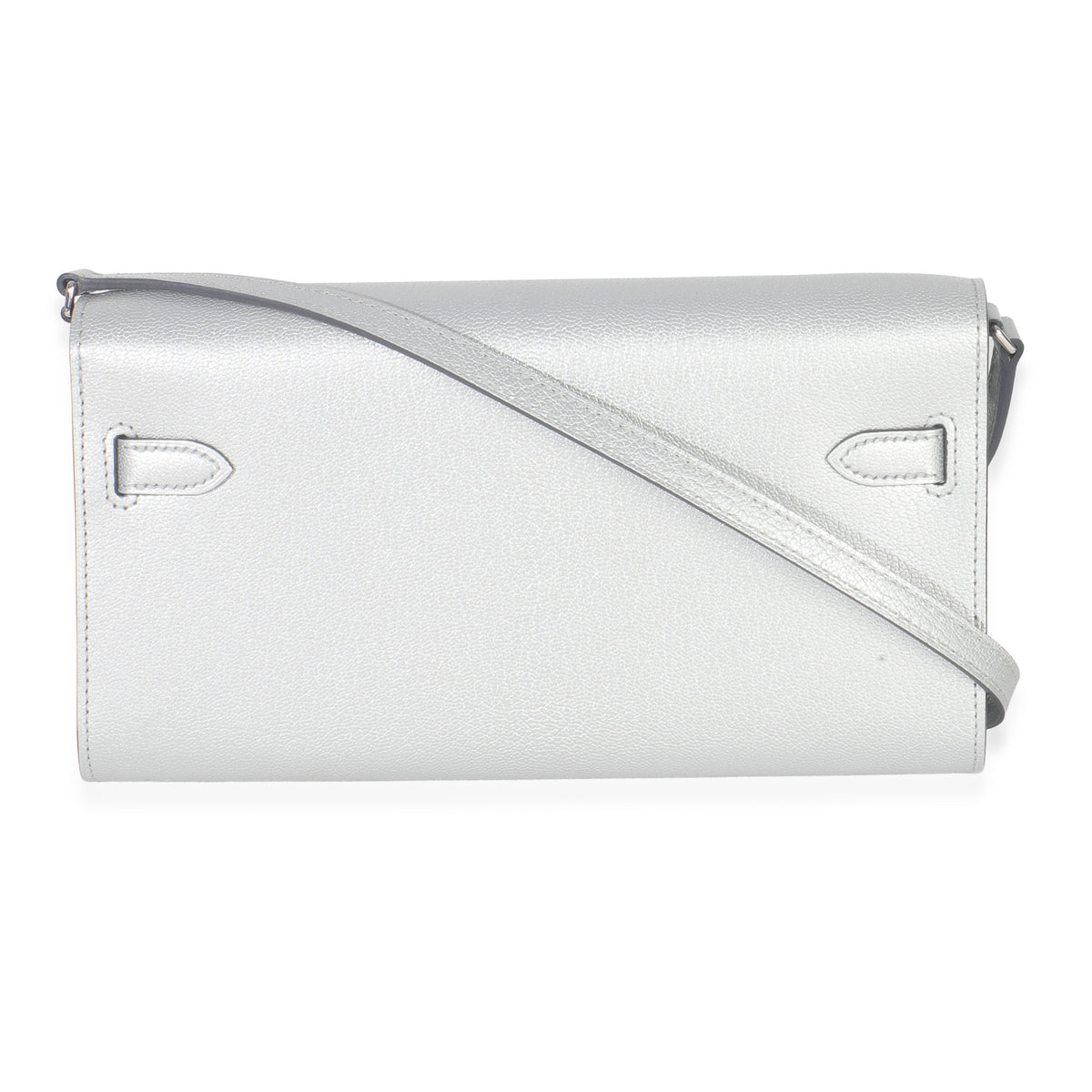 Hermès Argent Metallic Chevre Chamkilight Kelly Wallet To Go PHW Handbag bv
