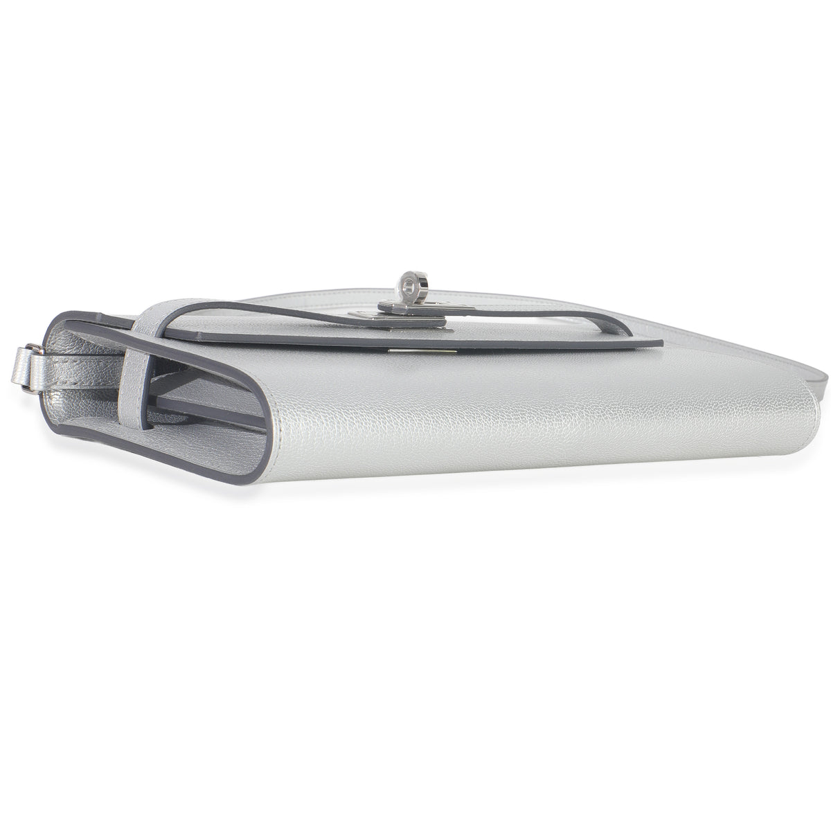 Hermès Argent Metallic Chevre Chamkilight Kelly Wallet To Go PHW Handbag clasp
