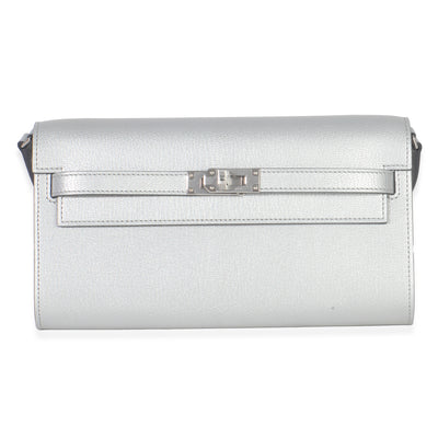 Argent Metallic Chevre Chamkilight Kelly Wallet To Go PHW