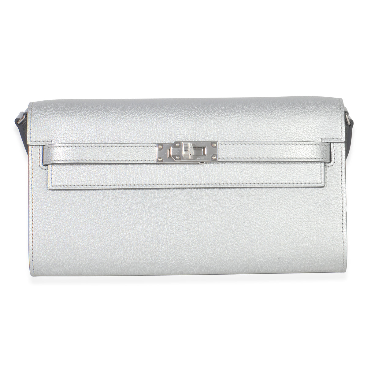 Argent Metallic Chevre Chamkilight Kelly Wallet To Go PHW