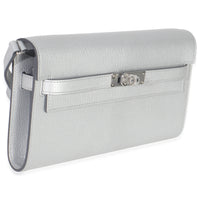 Argent Metallic Chevre Chamkilight Kelly Wallet To Go PHW