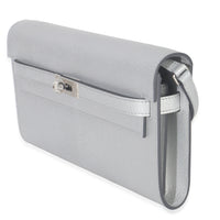 Argent Metallic Chevre Chamkilight Kelly Wallet To Go PHW