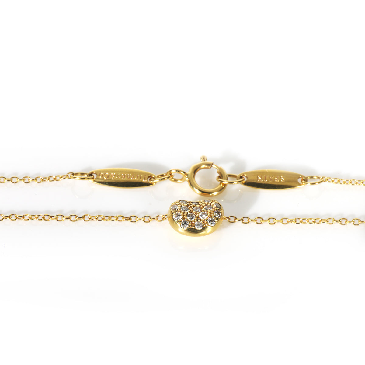 Tiffany & Co. Yellow Gold Diamond Elsa Peretti Bean Pendant clasp