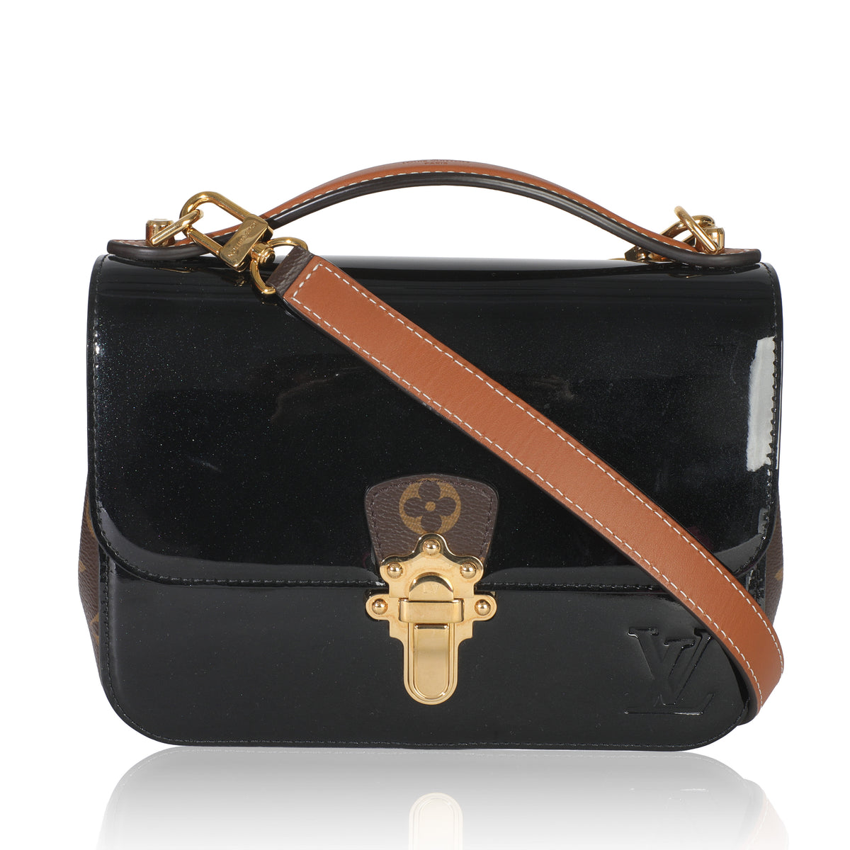 Louis Vuitton Monogram Canvas Black Vernis Cherrywood BB Handbag fv