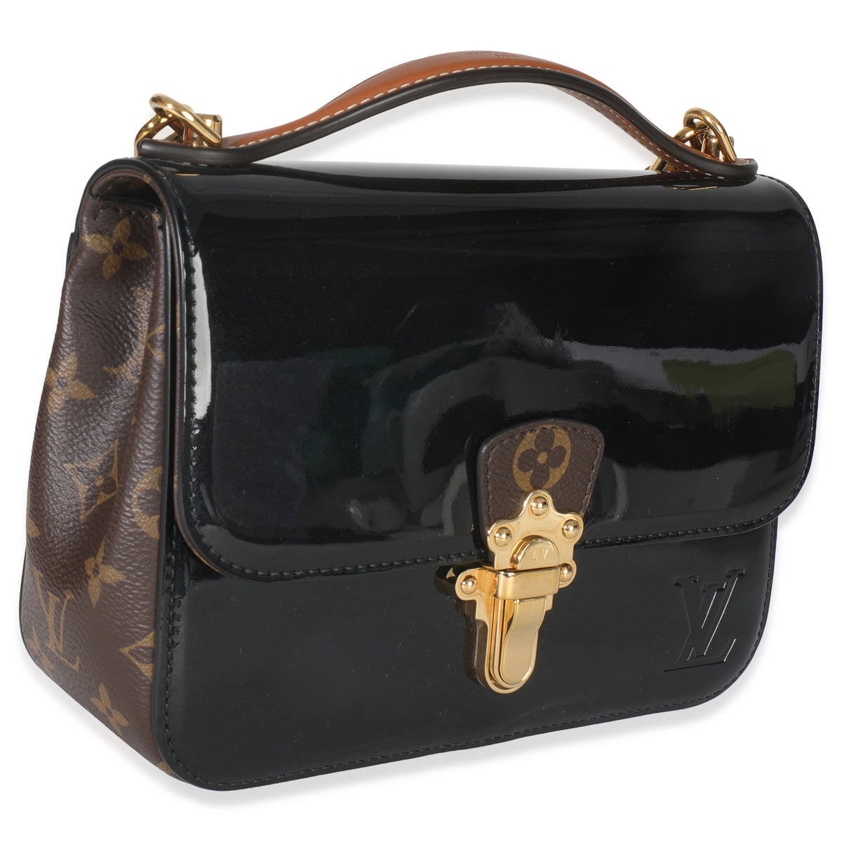Louis Vuitton Monogram Canvas Black Vernis Cherrywood BB Handbag pv
