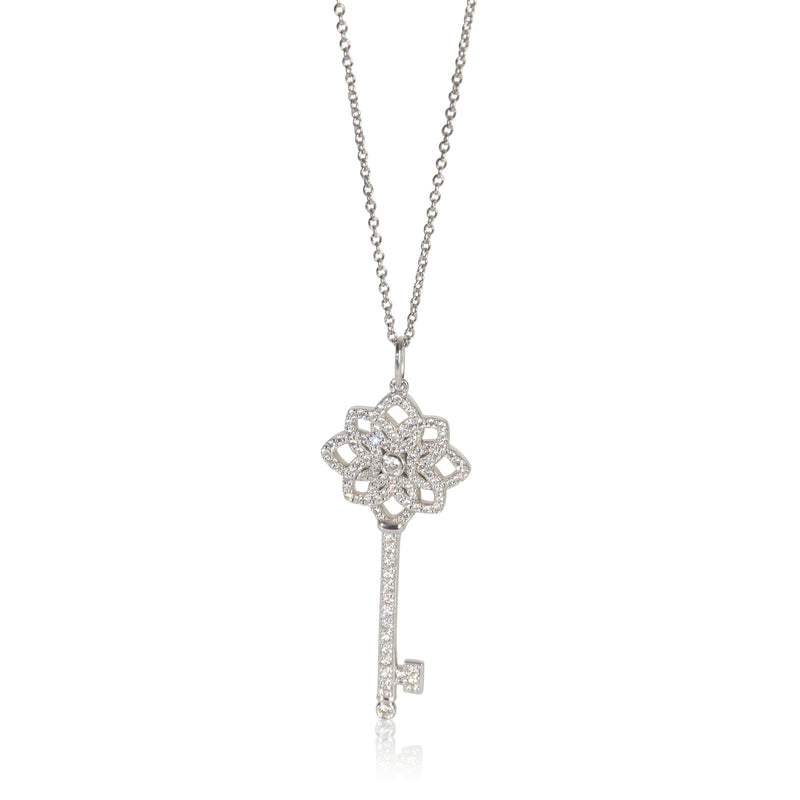 Platinum Diamond Woven Key Pendant