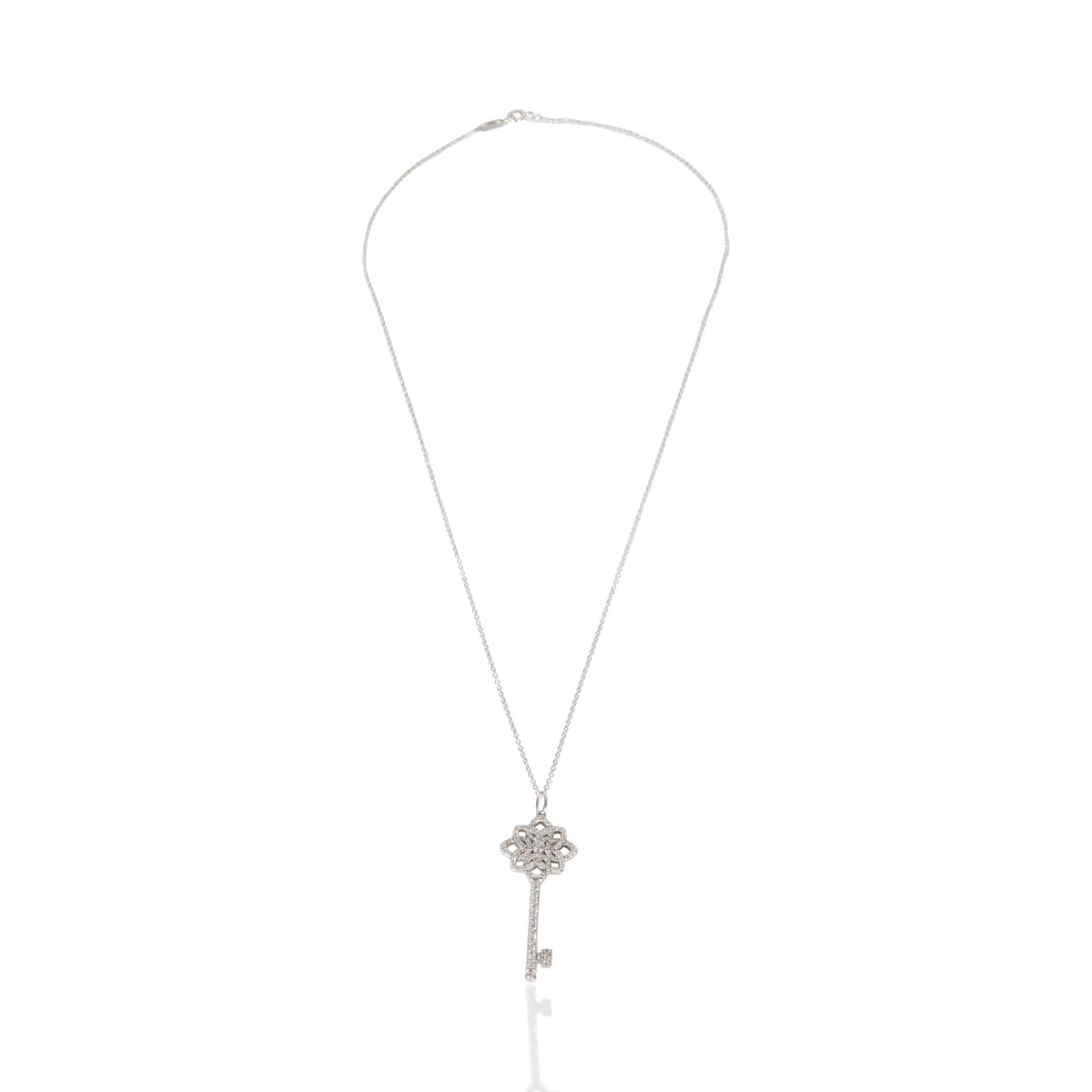 Platinum Diamond Woven Key Pendant