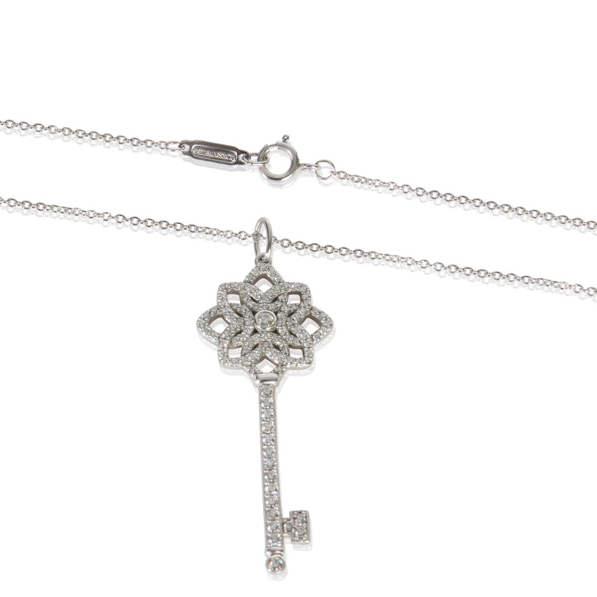 Platinum Diamond Woven Key Pendant