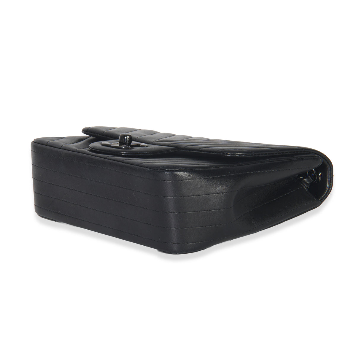 So Black Chevron Lambskin Mini Square Flap Bag