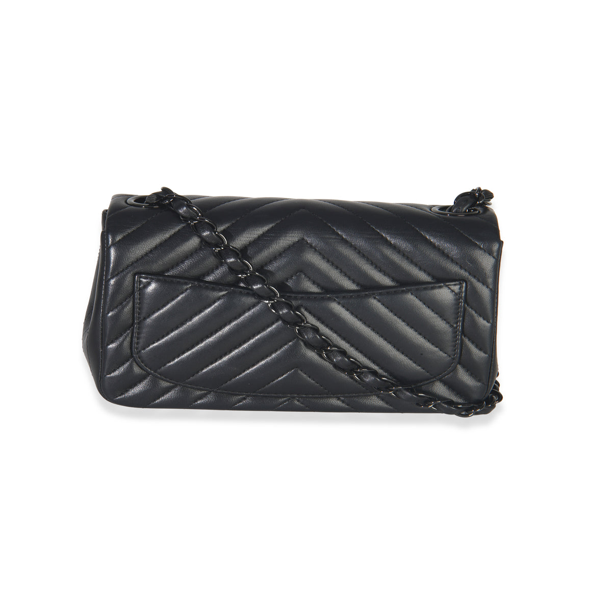 So Black Chevron Lambskin Mini Square Flap Bag
