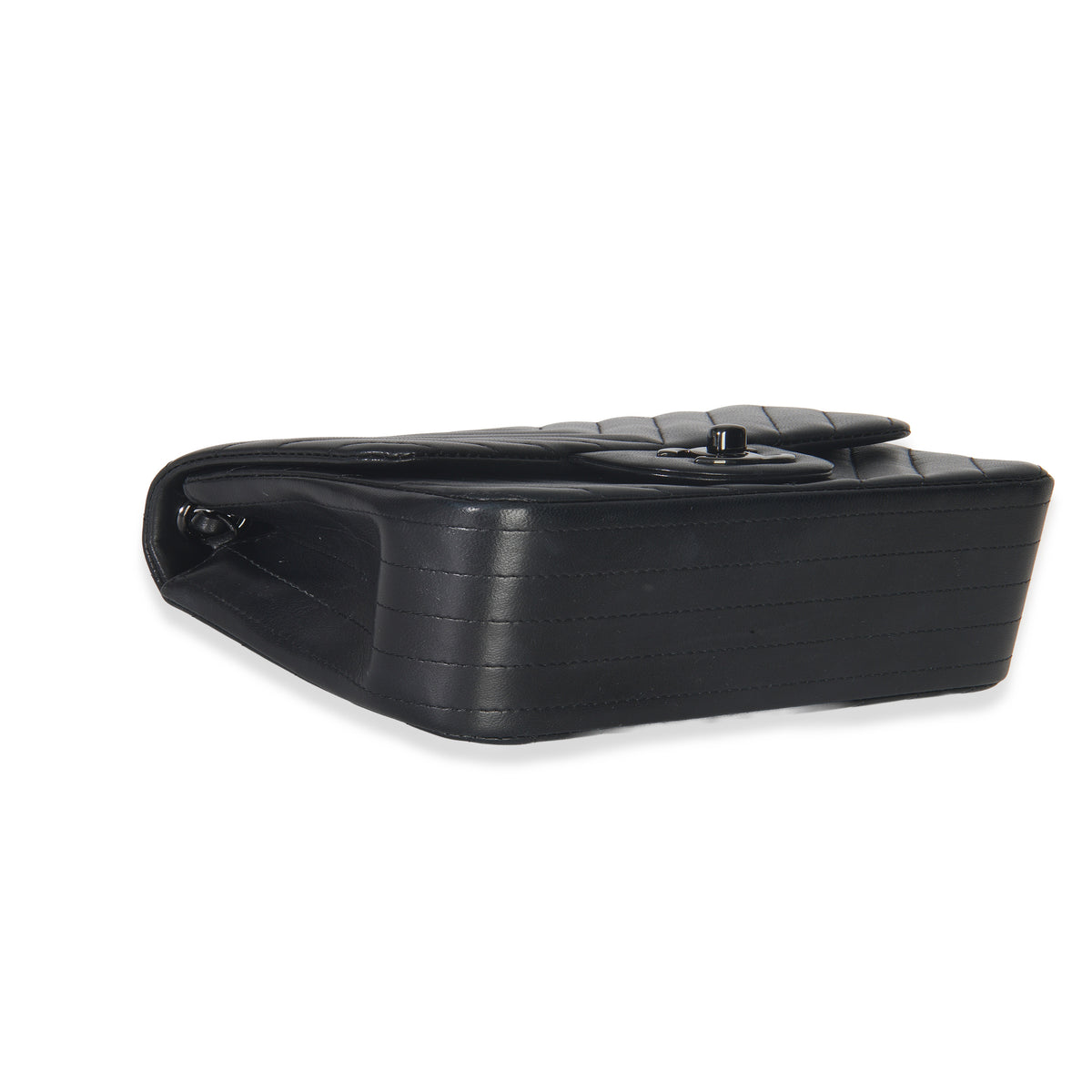 So Black Chevron Lambskin Mini Square Flap Bag