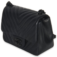 So Black Chevron Lambskin Mini Square Flap Bag