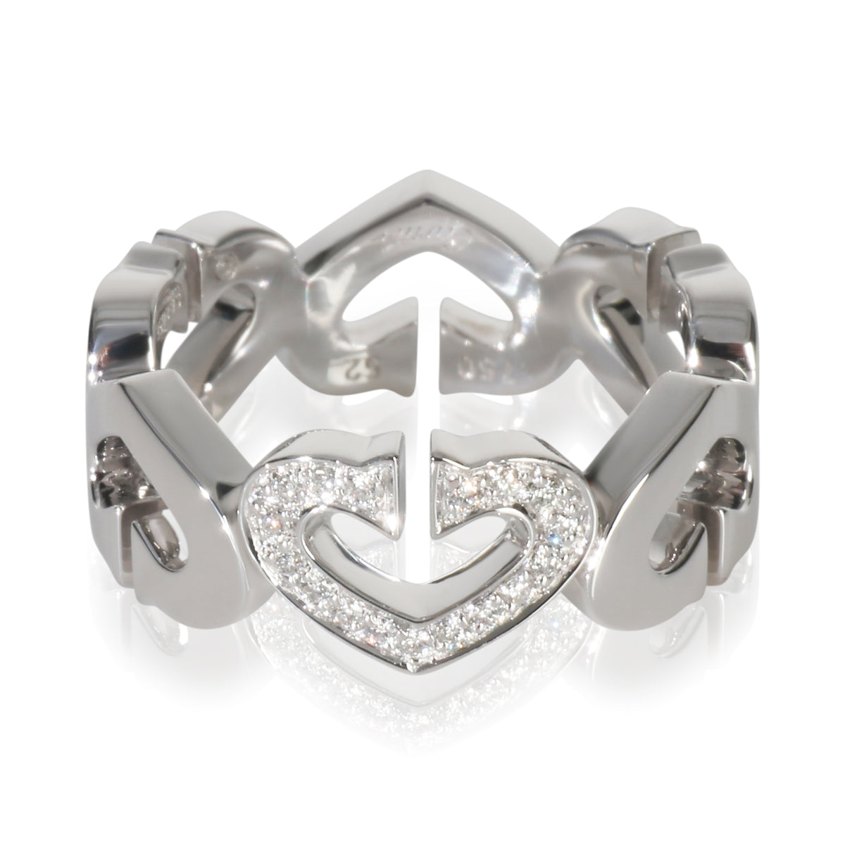 Cartier White Gold Diamond Vintage C de  Ring fv