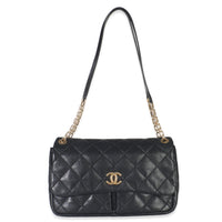 Black Ultimate Stitch Calfskin Retro Chain Flap Bag