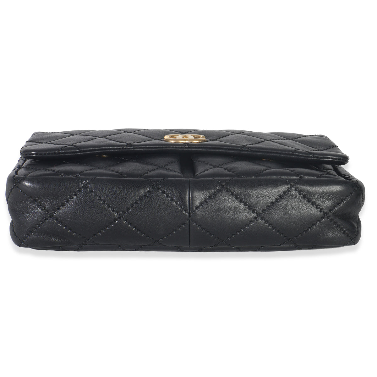 Black Ultimate Stitch Calfskin Retro Chain Flap Bag