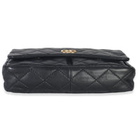 Black Ultimate Stitch Calfskin Retro Chain Flap Bag