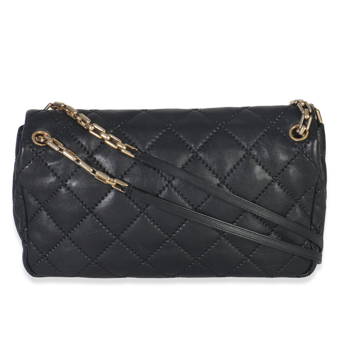 Black Ultimate Stitch Calfskin Retro Chain Flap Bag