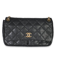 Black Ultimate Stitch Calfskin Retro Chain Flap Bag