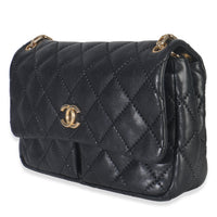 Black Ultimate Stitch Calfskin Retro Chain Flap Bag
