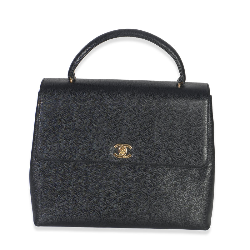 Vintage 24K Black Caviar Kelly Top Handle Bag
